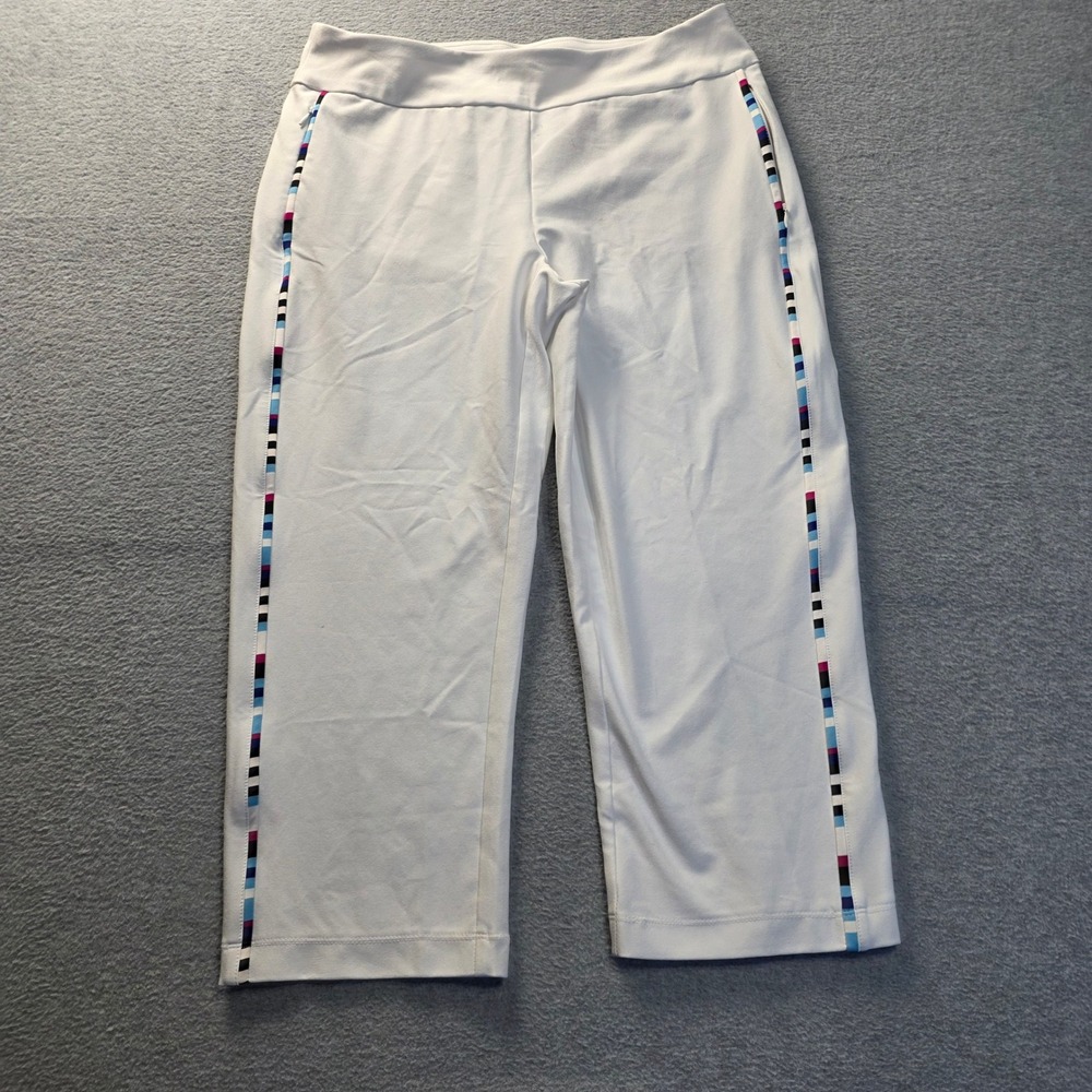 Athletic Capri Pants Womens White Cropped Stretch Activewear Size 31